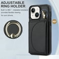 thumbnail image 2 of Wallet Case Compatible with iPhone 13 with Card Holder,RFID Blocking,360°Rotation Finger Ring Stand Leather Cover,Drop Protection with Magnetic Snap Phone Case iPhone 13, Black, 2 of 9