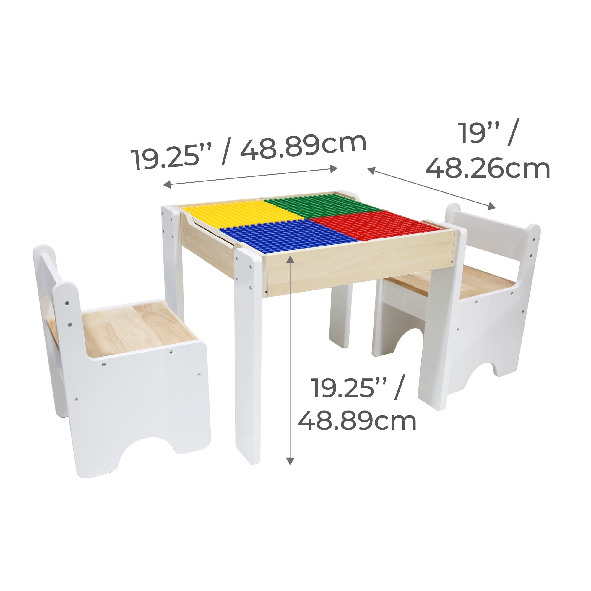 Teamson Kids Multi-Activity Table with Reversible Tabletop & Chairs Set