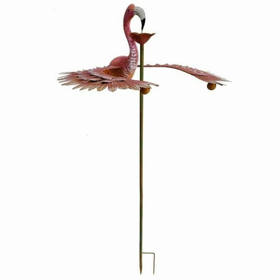 Continental Art Center 18906 Kinetic Metal Floating Flamingo Balancer Stake - Rustic