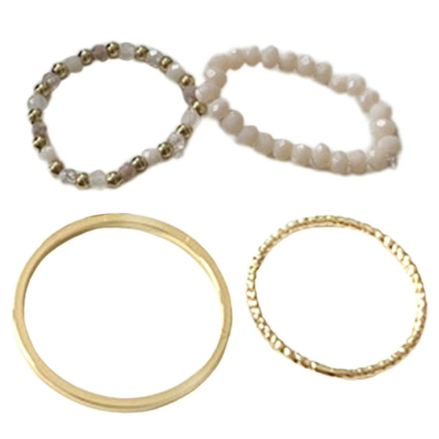 Bangcool Bead Rings Simple Stacking 4PCS Fashion Bohemian Rings Knuckle Rings for Ladies
