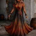 thumbnail image 2 of Women Dark Gothic Print Maxi Dress, Short Sleeve V‑Neck Flowy Long Hem Dress, Ideal for Halloween Party Themed Night Activities, 2 of 5