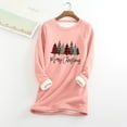 thumbnail image 1 of Chandail à Capuchon Chemises pour Femmes et Hiver Mode Décontractée Tempérament Peluche Chaude sous-Couche Imprimé de Noël Pull Manches Longues Col Rond Haut Grande Taille Tenues d'Automne pour Femmes en Liquidation, 1 of 6