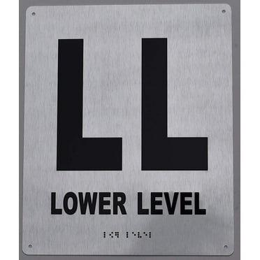 Lower Level Sign- Tactile Touch Braille Sign (Aluminium !!, Brush Silver,Size 10X12)- The Sensation line(ref-2022-4)