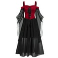 thumbnail image 6 of Plus Size Women's Butterfly Sleeve Gothic Costume Dress Retro Tank Top-Style1 Dark blue-M, 6 of 7