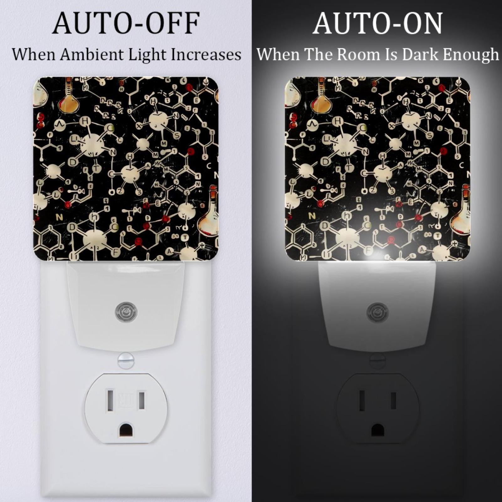 PhooArto Cute Chemistry Equation Pattern Plug in LED Night Light Auto Sensor Dusk to Dawn Decorative Night for Bedroom, Bathroom, Kitchen, Hallway, Stairs, Baby's Room, Energy Saving