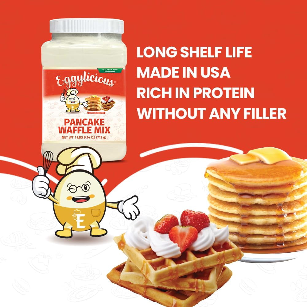 Eggylicious - PACK of 2 - Pancake/Waffle Mix – Made w/Premium Ingredients – Classic Recipe – Delicious Breakfast – Loved by Kids & Adults – Free of Preservatives or Colorants – 1 lbs
