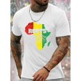 thumbnail image 1 of Short Sleeve, Breathable African Map Print Men's Round Crew Neck Tee, Simple Style Regular Fit T-Shirt for Spring Summer Holiday Leisure Vacation, Casual Comfy Men's Clothing As Gift, 1 of 6
