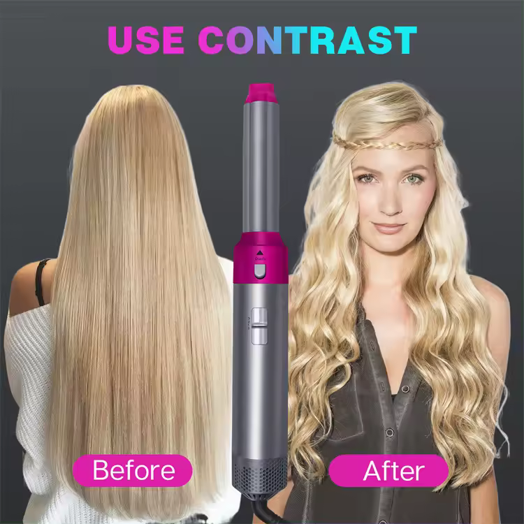 thumbnail image 5 of 2024 New Multi-function 5-in-1 Hair Dryer Brush w/ Gray Pink Pink Hot Air Comb Automatic Curling Wand Blow Dryer Brush, 5 of 5