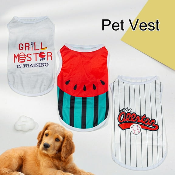 Pet Pajamas Stripe Pattern Letters Printing Watermelon Drawing Pet Dog Sleeveless Coat Clothes for Outdoor