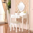 thumbnail image 2 of Elegance White Dressing Table Vanity Table and Stool Set Wood Makeup Desk with 4 Drawers & Mirror FCH Modelo, 2 of 7