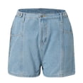 thumbnail image 5 of Siilsaa Resort Wear Women's Shorts Trendy Summer Dressy Elastic High Waisted Pleated Business Casual Work Shorts with Pockets Blue,M, 5 of 5