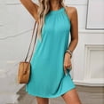 thumbnail image 5 of ZQUUVOU Women's Dress Casual Halter Solid Color Sleeveless Midi Dress Green,2XL, 5 of 7
