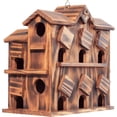 thumbnail image 5 of VASGOR Wooden Bird Houses for Outside – 10 Rooms Multi-Chamber Bird House, Carbonized Pine Rustic Finish, 1.57" Entrance Holes, Individual Cleaning Doors, Decorative Outdoor Bird Nesting Box, 5 of 9