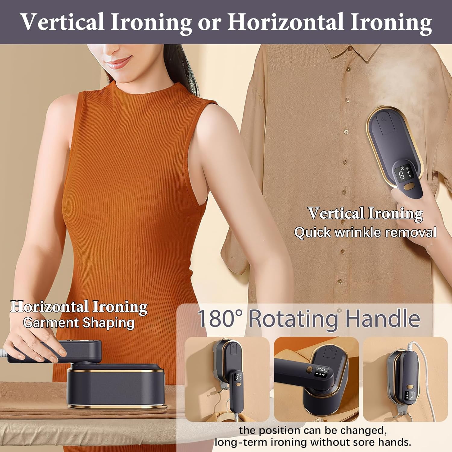 Travel Steamer for Clothes,1200W Portable Iron,10s Heat Up,Steamer ＆ Iron 2 In 1, Travel Size,Large Ceramic Heat Panel