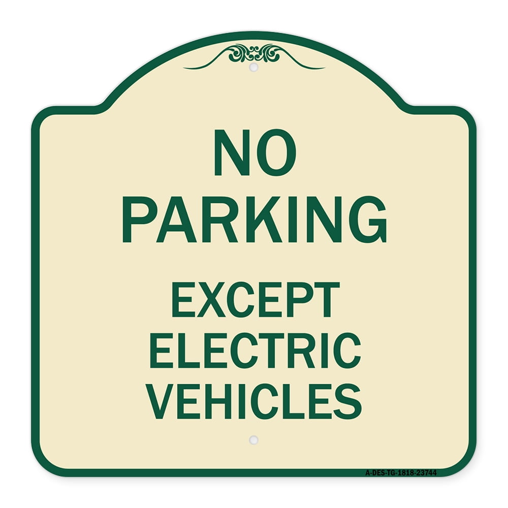 SignMission Designer Series Sign No Parking Except Electric Vehicles