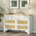 thumbnail image 6 of Twister.CK 7 Drawers Dresser for Bedroom, 47.3'' Wide Wood Chest of Drawers with Natural Rattan Drawers, Drawer Organizer for Living Room, Entryway and Hallway, White, 6 of 8