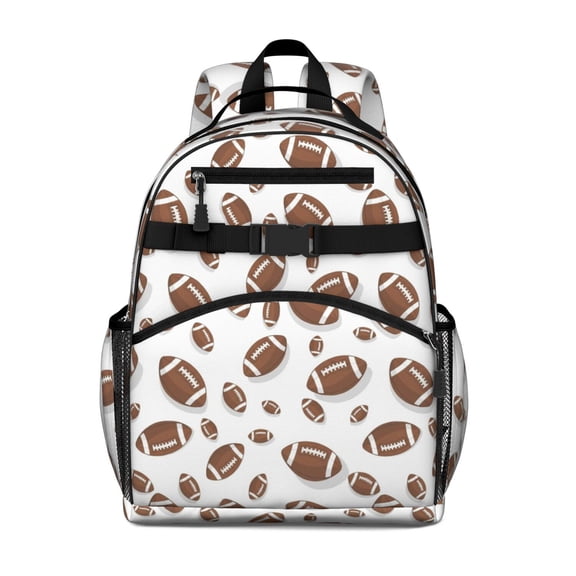 Football Shadow Brown Pattern Cute School Backpack Bag for School with Padded Back and Adjustable Shoulder Straps 15.25"x11.5"x5.25"