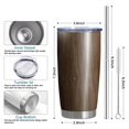 thumbnail image 6 of 20oz Insulated Car Cup with Silver Base, Stainless Steel Travel Tumbler with Telescopic Straw and Lid, 360° Full Wrap Printed, Wood Print, 6 of 6