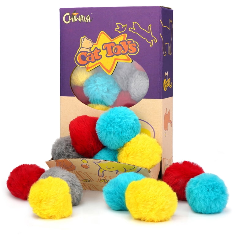 Chiwava 24PCS Furry Pom Pom Balls Catnip Cat Toys, Soft, Quiet