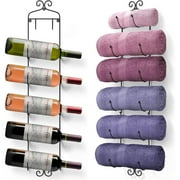 Sorbus 6-Tier Wall-Mounted Wine Rack, Towel Rack