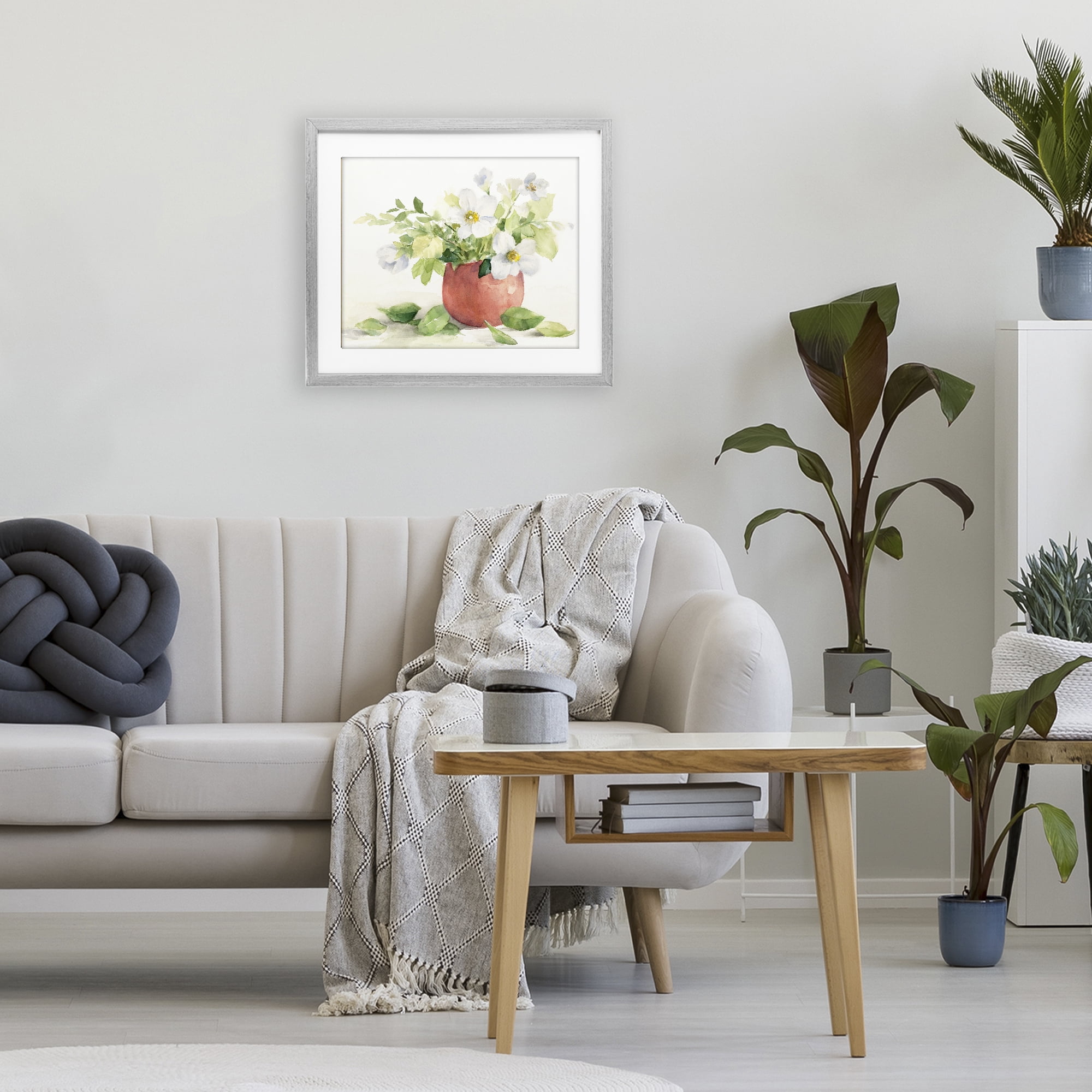 Stupell Industries White Anemones in Copper Vase Gray Framed Print Under Glass, design by Lanie Loreth
