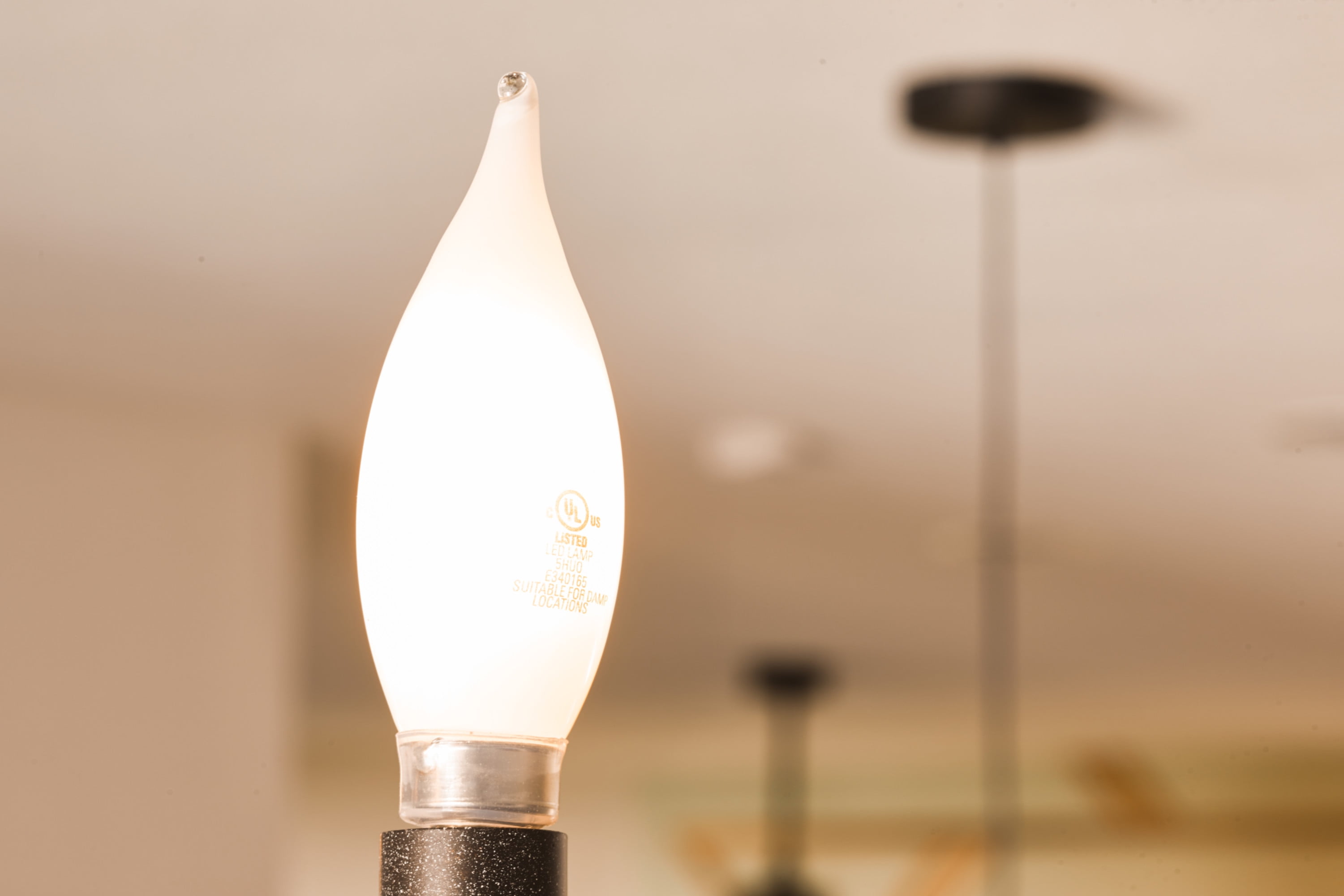 Bulbrite Pack of (4) 5 Watt Dimmable Milky Filament CA10 Candelabra (E12) LED Light Bulb - 500 Lumens, 3000K