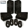 Seismic Audio Pair of Dual 15" PA Speakers, Amplifier, and Cables