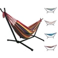thumbnail image 3 of Polyester Outdoor Portable Stripe Hammock and Stand Set Summer Outdoor Relax Camping Hiking Hammock Bed, 3 of 9