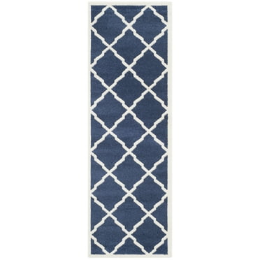 SAFAVIEH Amherst Sharalyn Geometric Runner Rug, Navy/Beige, 2'3" x 7'