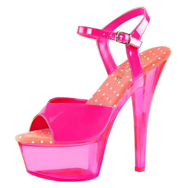 Summitfashions Womens Hot Pink Heels Platform Sandals Neon Shoes Uv 