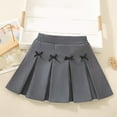thumbnail image 2 of JURANMO Girls Pleated Mini Skirt Bow Knot Cute A Line Skorts Chool Uniform Cheer Skort Kids Cotton Skirts Built in Shorts Gray 3 Years, 2 of 8