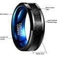 thumbnail image 3 of Vakki 8mm Tungsten Carbide Ring Black with Blue Carbon Fiber Inlay Wedding Band Ring Size 7-12, 3 of 5