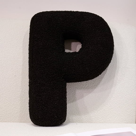 Uuiauoio Black Letter Pillow - Soft Plush Alphabet Throw Pillow, A to Z Decorative Initial Pillow for Couch, Sofa, Bed, Car, Room - Letter Cushions for Home Decor, Gift, Photo Prop