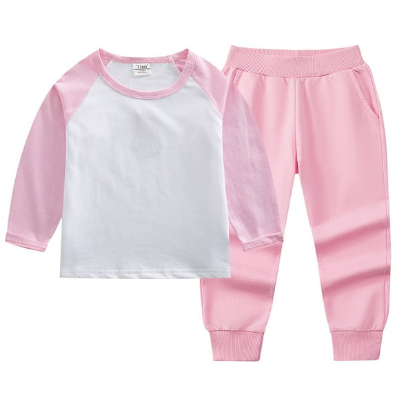 Caqnni Toddler Baby Girl Fall Winter Contrast Color Sweatshirt Outfit Clothes Long Sleeve Pullover Tops Joggers Pants Set Toddler Gift 3 6 12 18 24 Months 2T 3T Outfits,18-24 Months