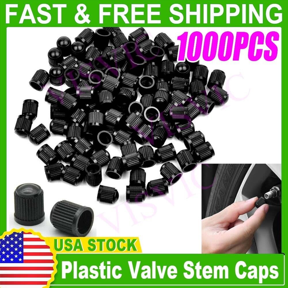 1000 Pcs Universal Black Plastic Car Motor Tire Valve Stem Caps US STOCK