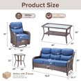 thumbnail image 4 of Jentlehouse 5 Pieces Outdoor Patio Furniture Set,Wicker Rattan Patio Sofa Set with Swivel Chairs,2-Tier Table and Side Table,Outdoor Conversation Set for Poolside Balcony Backyard Porch, 4 of 11