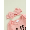thumbnail image 6 of Spewahor Infant Baby Girl Fall Romper Letter Print Ribbed Long Sleeves Round Neck Full Length Jumpsuit with Headband, 6 of 9