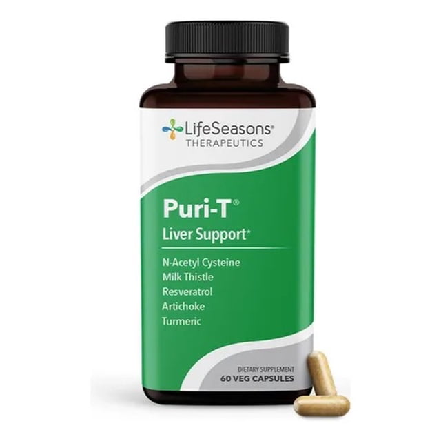LifeSeasons Puri-T - Suplemento de Apoyo para el Hígado - Resveratrol, N-acetilcisteína, Cardo Mariano, Alcachofa y Cúrcuma - 60 Cápsulas