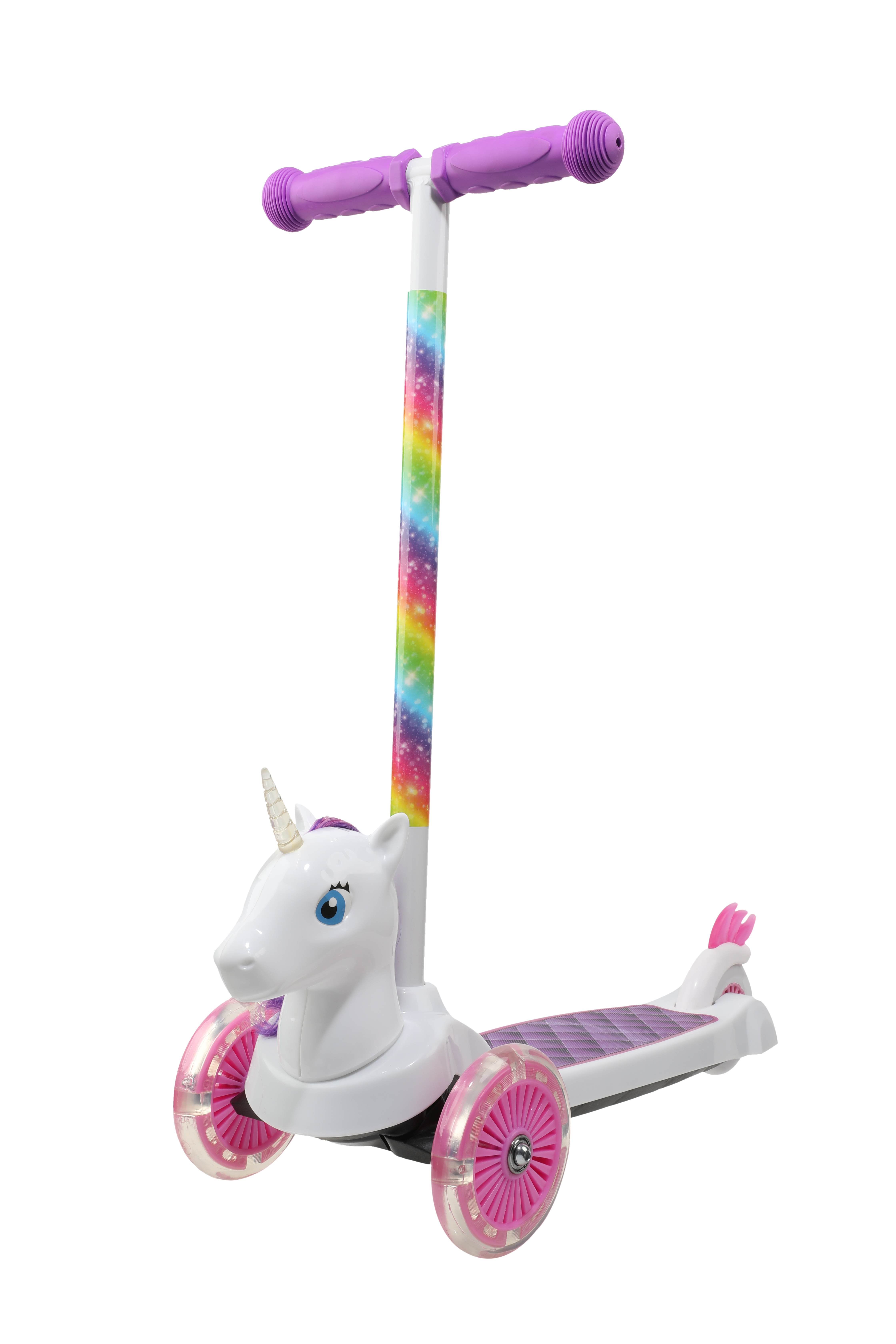 Dimensions Unicorn 3D Scooter with Light Up Wheels, Ages 3+, Max Weight 75lbs, Tilt and Turn Steering, 3-wheel Platform, Foot-Activated Brakes - image 5 of 12