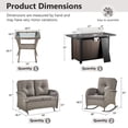 thumbnail image 4 of Opohoro 5 Pieces Outdoor Conversation Set with 43" Metal Fire Pit Table, Gray Rattan Loveseat Set with Glider Chairs and End Table, Gray for Patio Backyard, 4 of 16