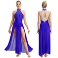 thumbnail image 6 of iiniim Women's Long Lyrical Dance Contemporary Costume Sleeveless Split Maxi Dress Ballroom Dancewear Blue S, 6 of 7