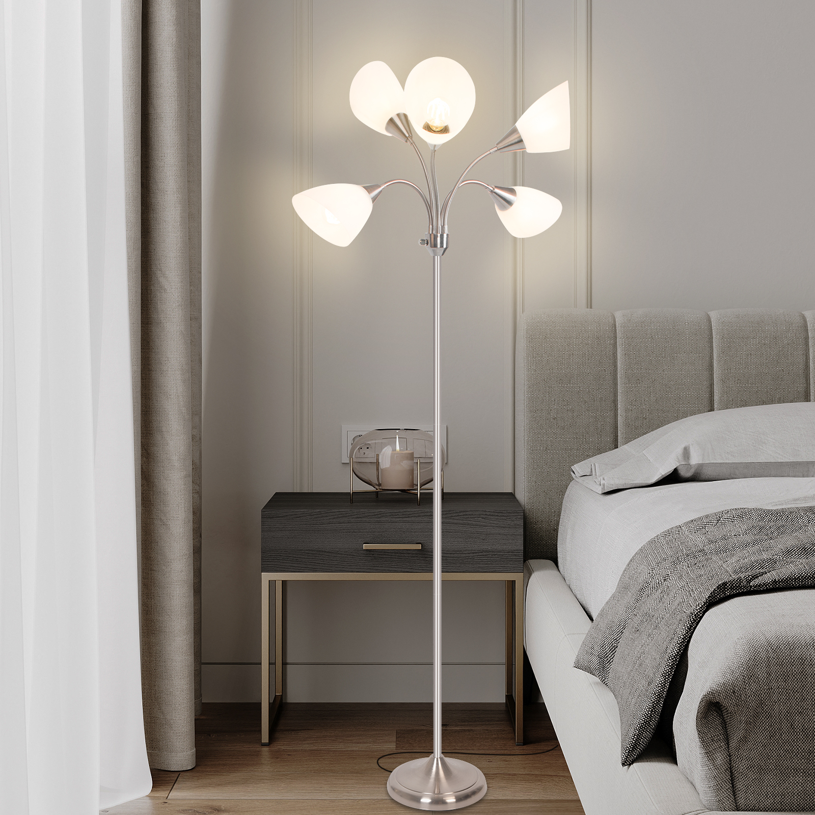 HonoDing 68-Inch Medusa Floor Lamp with 5 Adjustable Heads photo 6
