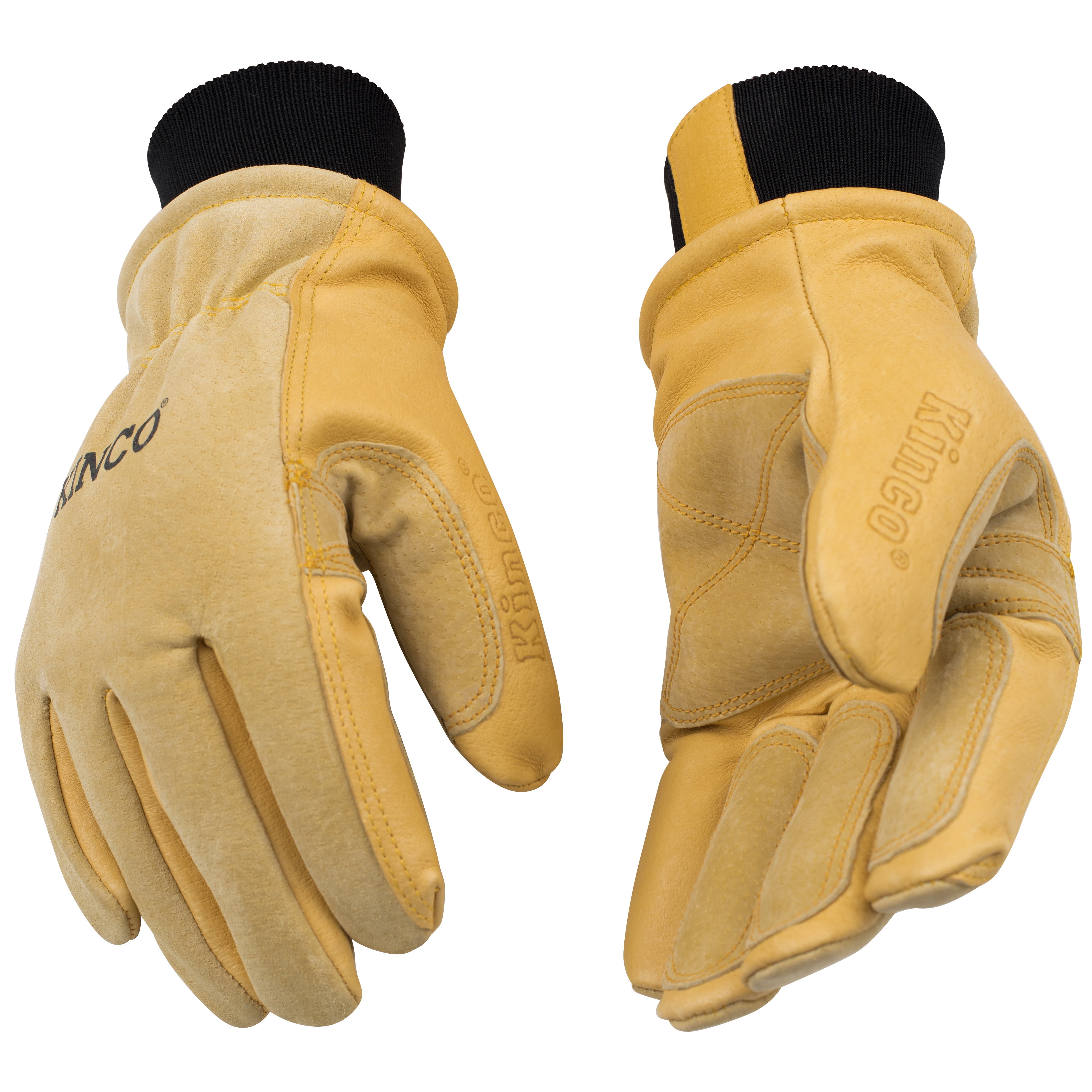 KINCO 901-S Men's Pigskin Leather Ski Glove, Heat Keep Thermal Lining,  Draylon Thread, Small, Golden