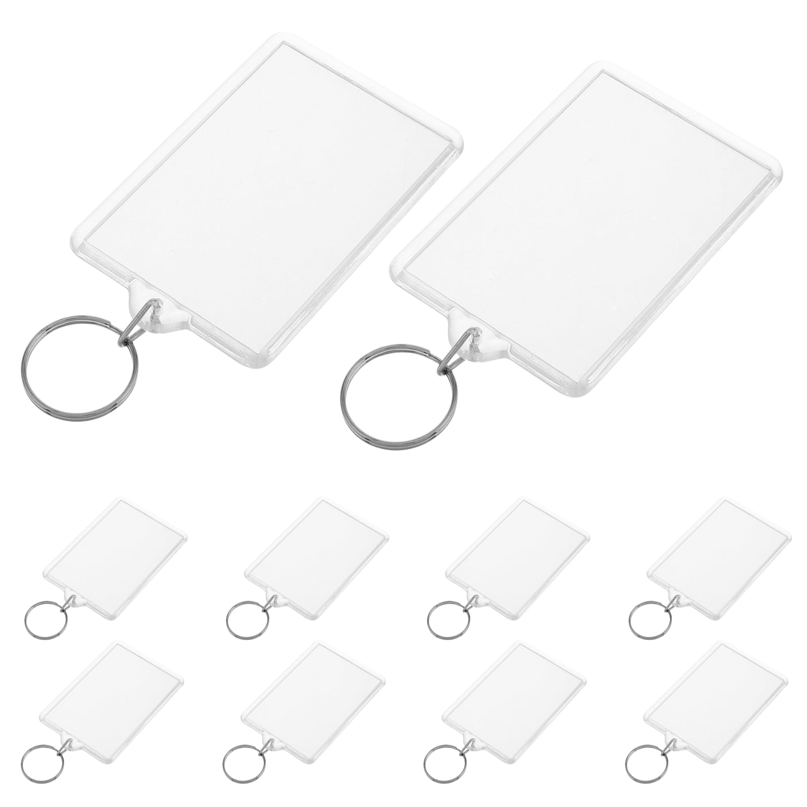 OUNONA 50 Pcs Plastic Keychain Blank Clear Rectangle Keyring Holder Picture Keychain Ornaments Photo Insert Keychain For Diy Projects And Craft