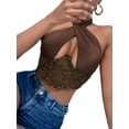 thumbnail image 5 of Qiylii Female Lace Floral Halter Neck Strappy Vest Sleeveless Crop Tops, 5 of 7