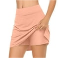 thumbnail image 2 of Feancey Skorts for Women Tummy Control Athletic Golf Skirt Summer Trendy Side Slit Tennis Skirts Solid Casual High Waisted Yoga Shorts Orange S, 2 of 6