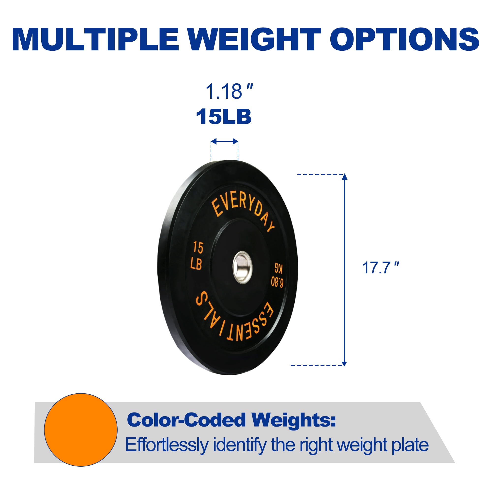 BalanceFrom Olympic Bumper Plate Weight Plate with Steel Hub, Black, 15 lbs Single