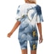 thumbnail image 4 of ICHUANYI Clearance Women Fashion V-Neck Blouse Short Sleeve Tops Shorts Casual Suit Sets(Light Blue, M) ICHUANYI WER2023080813083, 4 of 7