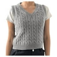 thumbnail image 2 of Brilliant Womens Sleeveless Tops Clearance Sale Women's knitted V-Neck vest pullover uniform cropped sweater Clearance(Gray,S), 2 of 4