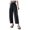 Black, variant on Women's Ice Silk Palazzo Pants Elastic Waist Casual Wide Leg Trousers Loose Long Pajama with Pockets